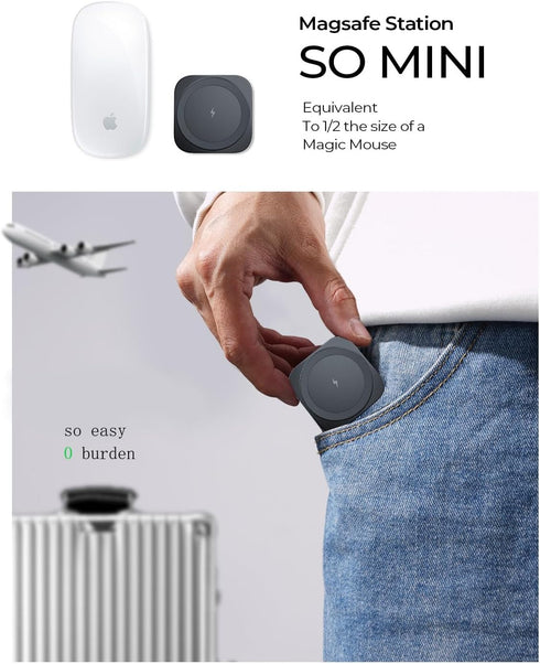 LISEN Magsafe Charger Stand for Apple, Super Portable Wireless Charging Station, Travel Essentials for iPhone and Watch