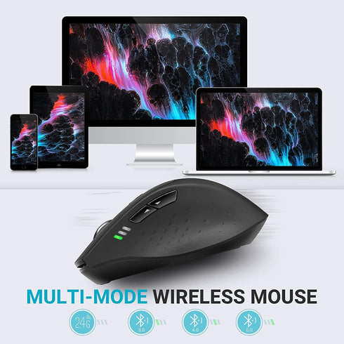 Rapoo Multi-Device Wireless Mouse, Bluetooth 5.0/3.0 + 2.4GHz Optical Mouse with USB Nano Receiver, Ergonomic