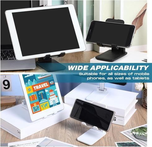 Wonderjune 12 Pcs Cell Phone Stand Desk Table Adjustable Angle Height Phone Stand Foldable Portable Mobile Holder