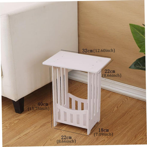 Jualyue 12.6x8.7x15.8 Inch Small Bedside Table, PVC Small Bedside Cabinet, Decorative White Bed Side Table for Bedroom