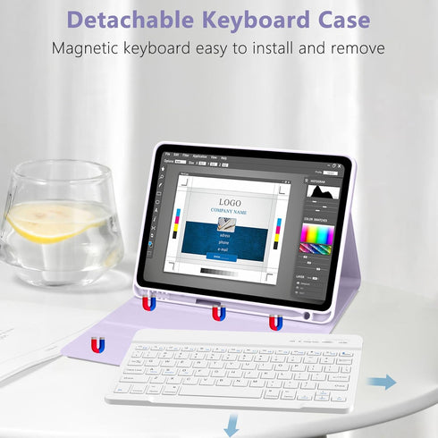 TQQ for iPad Air 11-inch (M2) 2024/iPad Air 5th/4th Generation Case with Keyboard, Rechargeable Bluetooth Keyboard,
