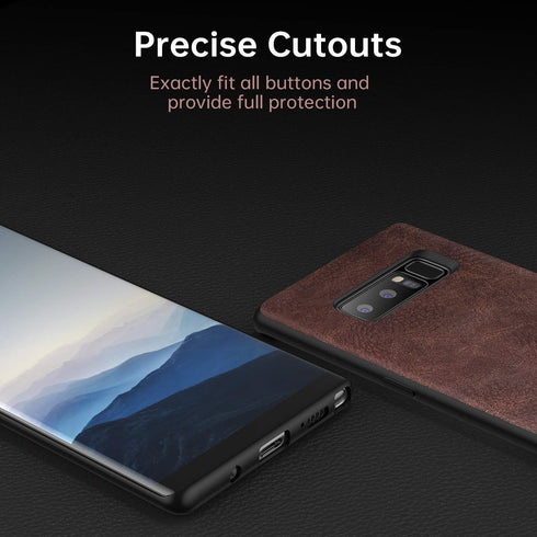 Salawat Slim PU Leather Case for Galaxy Note 8, Vintage Shockproof Lightweight Soft TPU Bumper Protective Cover (Dark