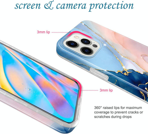 JAHOLAN Gold Glitter Sparkle Case Compatible with iPhone 12 Pro Max, Marble Design, Clear Bumper TPU Soft Rubber Cover