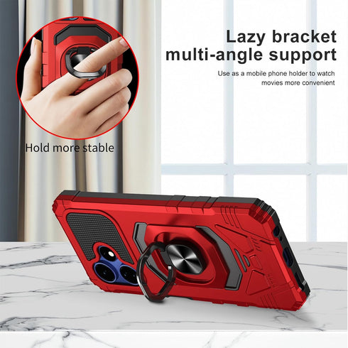 Ailiber for Celero 3 5G Plus Case, Boost Mobile Celero+ 2024 Phone Case with Tempered Glass Screen Protector, Ring Stand for Magnetic Car Mount, Heavy Duty Shockproof Cover for Celero 2024 Plus 5G-Red