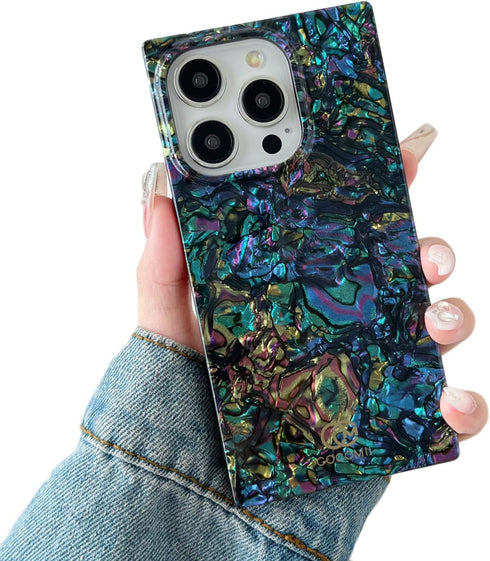 Cocomii Rectangle Case for iPhone 14 Pro Max, Abalone, Compatible with MagSafe, Luxury Slim Glossy Shockproof with