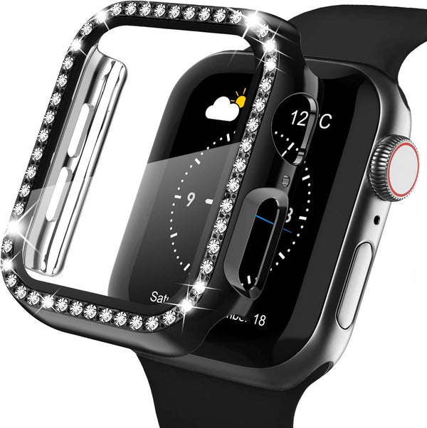 Recoppa Compatible Apple Watch Case with Screen Protector 45mm Series 7, Bling Crystal Rhinestone Bumper Case