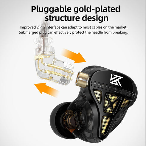 KZ DQS in Ear Monitor Headphones, Dynamic Driver Semi-Open HiFi Bass Earbuds with Detachable Cable for Smartphones/PC