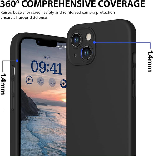 CellEver Heavy-Duty Silicone Case for iPhone 14 Plus, Black Military Drop Protection with Camera Shield and