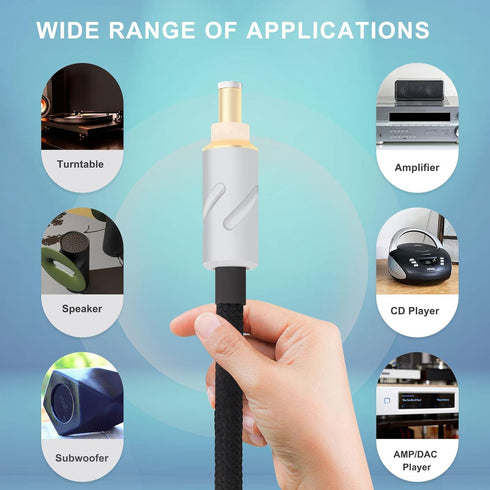 Monosaudio DC Cable HiFi Audio, High Purity OFC 4N 99.998% Pure Silver DC Extension Cord 5.5mmx2.1mm 12V 0.5A for