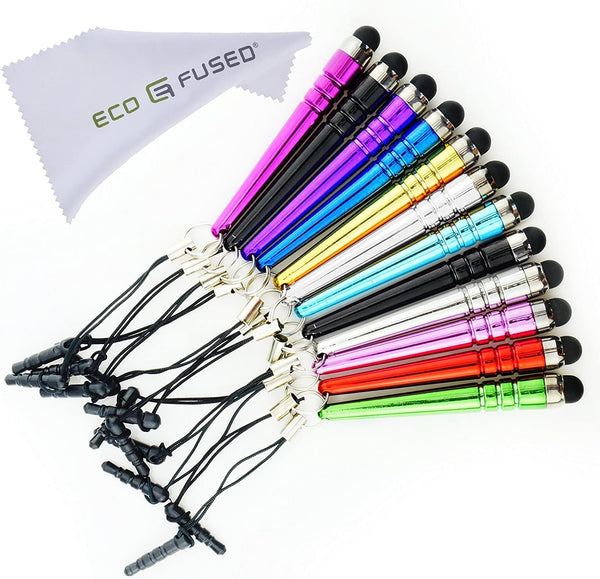 Stylus Pen Bundle, 12 Pack Short Stylus Pens with 3.5mm Jack Connector for All Capacitive Touchscreen Devices
