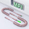 Coiled USB C to Lightning Cable 3Ft, Short iPhone Charger for Car Apple CarPlay, Pink with Data Sync & LED