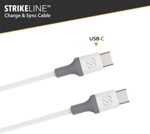 Scosche CC4WG-SP Strikeline USB-C to USB-C Sync Charging Cable, 4 Feet, White/Gray by Scosche