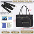 RAINSMORE 15.6 inch Teacher Tote Bag for Women, Laptop Work Bag with Insulated Pocket, Black