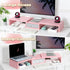 TEAMIX Pink Dual Monitor Stand Riser with Drawer - Adjustable Length and Angle for 2 Laptop/PC/Screen/TV (1 Drawer)