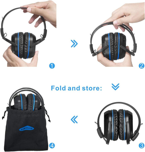SIMOLIO IR Headphones for Car DVD System, Universal 2 Channel Wireless Infrared Car Headphone, Folding & Carry Pouch (2