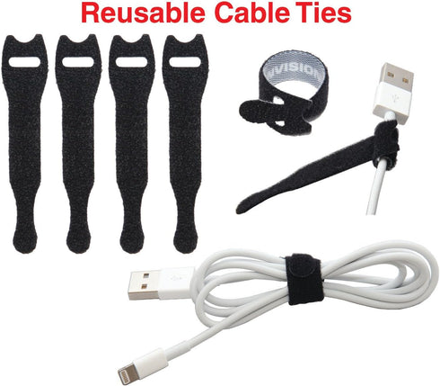 ENVISIONED Desktop Cable Organizer, Weighted Eco-Friendly Silicone with 4 Reusable Cable Ties - Black