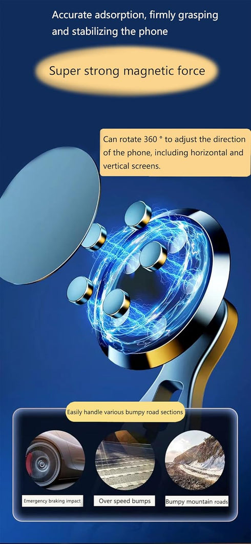 MQAPZLS 360 Car Phone Holde, Magnetic Phone Mount for Car, Dashboard Car Phone Mount Compatible with Smartphones Such