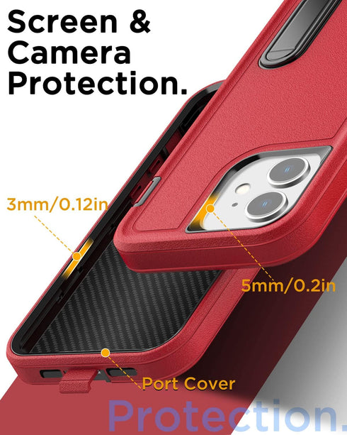 AICase iPhone 11 Heavy Duty Case with Kickstand, Glass Screen Protector & Camera Lens, Rugged Shockproof Protection 6.1"
