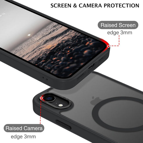 Telaso iPhone XR Case - Shockproof, Anti-Scratch, Matte Black, Full Body Protection, Compatible with MagSafe Charging.