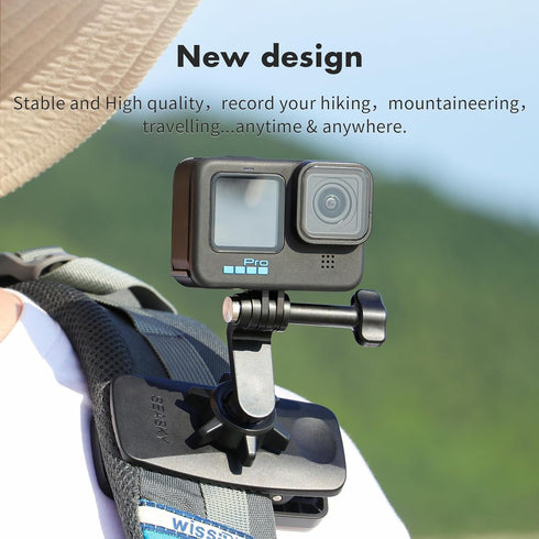 SEASKY Vlog Backpack Strap Mount Clip Clamp Holder Magnetic multi function for Gopro Hero12/11/10/9 DJI Action 4/3/2 Insta360 X4 X3 X2 RS Go3 2 Sports Camera Accessories Tennis Basketball Baseball
