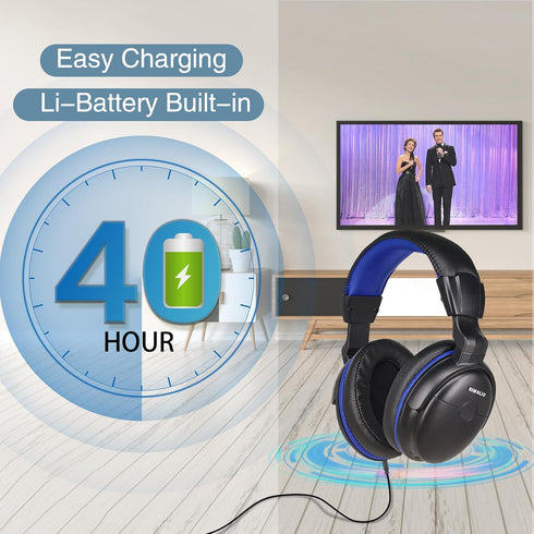 SIMOLIO Headphones with Extra Long Cord for TV | 18ft/5.5M Long Coil Cord | Over Ear Wired TV Headphones