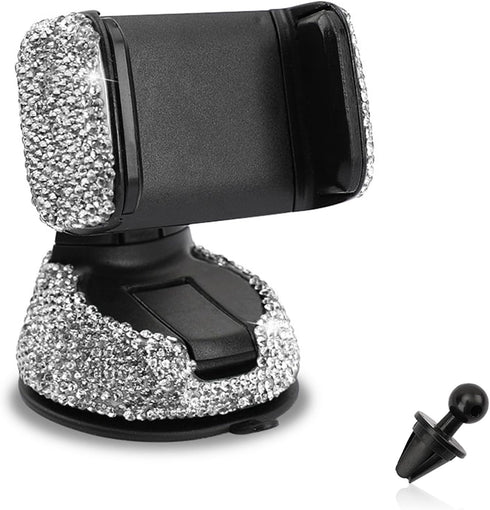 Pack-1 Bling Car Phone Holder, 360 Degrees Adjustable Shiny Car Phone Mount, Universal Crystal Rhinestone Stand