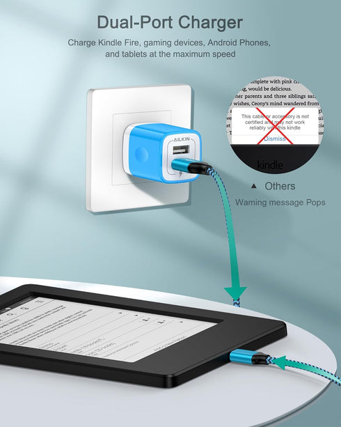 Micro USB Wall Charger Box, USB Brick S7/S6 Edge Fast Charge, Charger Adapter Plug for Samsung Galaxy J7/J8/J6