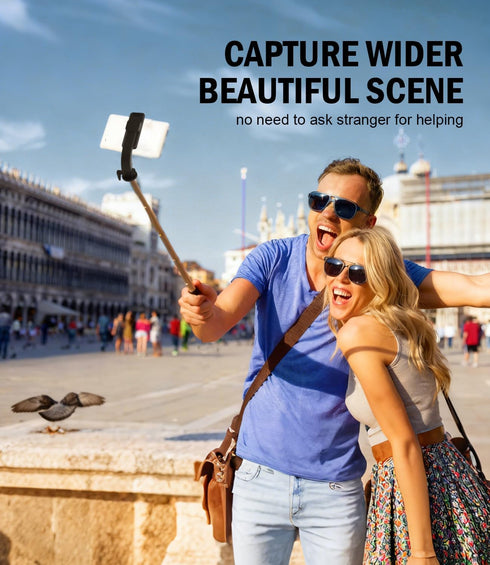 MOLEKSDAL 37-inch 360 Tripod & Telescopic Selfie StickFeatures Wireless Remote Control and Rotation, Ideal for Travel