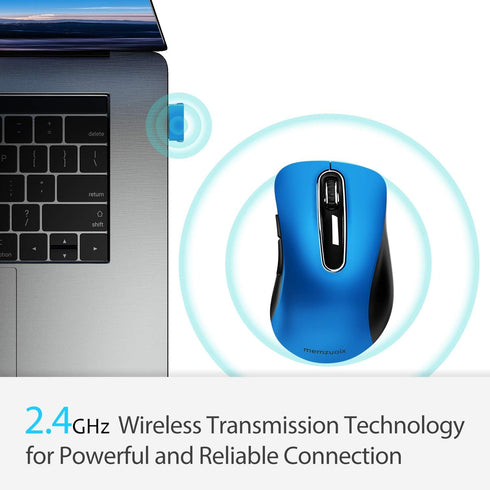 memzuoix 2.4G Portable Wireless Mouse, 1400 DPI Mobile Optical Cordless Mice with USB Receiver for Computer, Laptop,