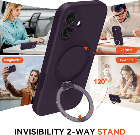Vanxiliiy 17 17 Compatible with iPhone Case Stand, Slim Comfortable Liquid Silicone Phone Cases Fit for iPhone