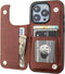iPhone 15 Pro Wallet Case with Card Holder, PU Leather Kickstand, Double Magnetic Clasp, Durable Shockproof Cover, 6.1