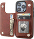 iPhone 15 Pro Wallet Case with Card Holder, PU Leather Kickstand, Double Magnetic Clasp, Durable Shockproof Cover, 6.1