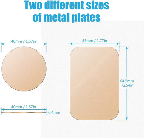 WixGear Mount Metal Plate with Adhesive for Magnetic Cradle-Less Mount - 2 Round & 2 Rectangle (Gold)
