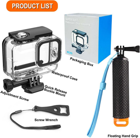 60M/196FT Waterproof Housing Case for Go Pro Hero12 Black/Hero11 Black/Hero10 Black/Hero9 Black, Protective Underwater