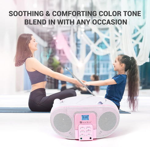 SingingWood GC01 Macarons Series Portable CD Player Boombox - Kids CD Player with AM FM Stereo Radio, Rose