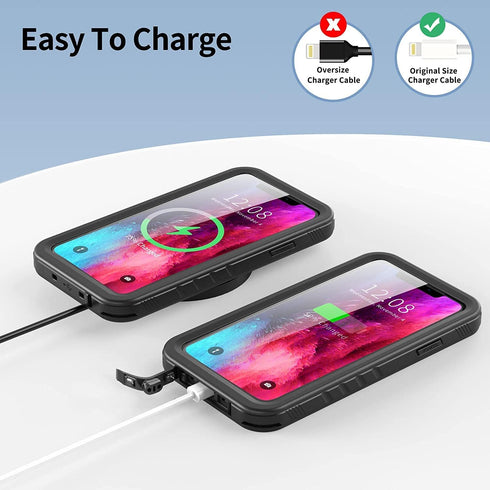 SPORTLINK iPhone XR Waterproof Case, Shockproof Snowproof Slim Case with Built-in Screen Protector (Black)