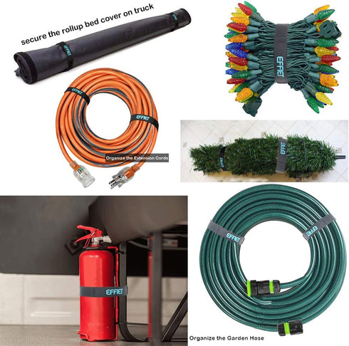 12 Packs Fastening Cord Wrap, 1 x 24 Inches Hook and Loop Cinch Straps for Bike, Sleeping Bag Storage