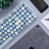 MOFII Bluetooth Wireless Keyboard, Retro Aesthetic with Colorful Round Keys, Connects 3 Devices - Blue