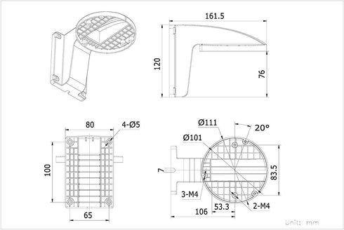 Real HD DS-1258ZJ LTB348 WM110 Wall Mount Bracket for Outdoor Indoor Fixed Lens Dome IP Camera