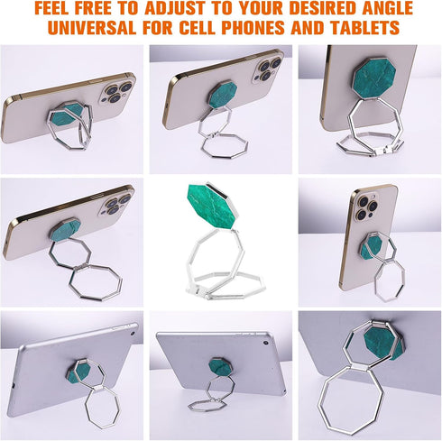 Cell Phone Ring Holder Finger Kickstand, 360° Rotation Metal Back Grip, Adjustable Phone Holder Compatible with Most