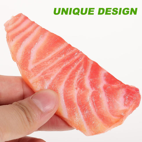 Abaodam Simulated Salmon Slices/Pieces as Photography Props Artificial Model Lifelike Fish Decoration for Restaurant
