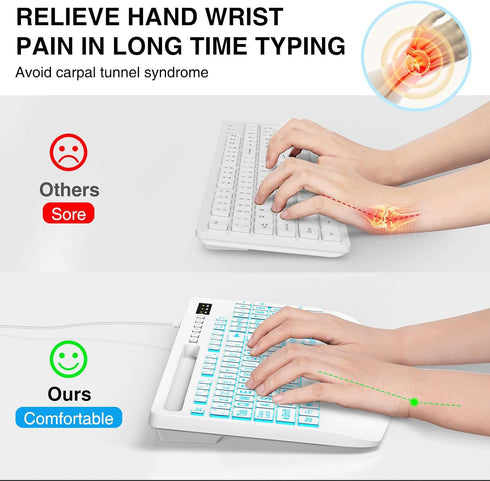 SABLUTE K21Pro 7-Color Large Print Backlit Computer Keyboards, Wired Lighted USB Keyboards with Backlit, Wrist Rest