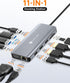 USB C Docking Station Dual HDMI Adapter, NOVOO 11 in 1 Multi Display Laptop Docking Station with 2 HDMI, VGA, 100W PD