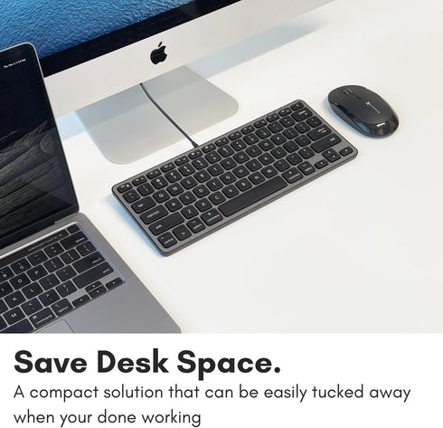 Macally Wired Keyboard for Mac with USB Hub (2X USB-C / 1x USB-A), Small Apple Keyboard for MacBook Pro/Air, iMac