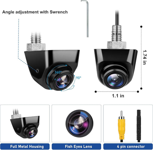 GLK 12-24 IP69K HD Backup Camera for Car Universal Front/Side/Rear Camera for V Car Truck Pickup SUV Rear View Reverse