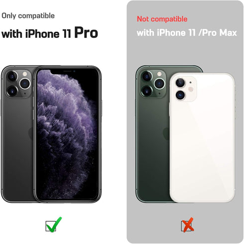 LOHASIC Luxury Leather iPhone 11 Pro Case – Slim Designer PU Cover with Electroplated Frame, Dark Green
