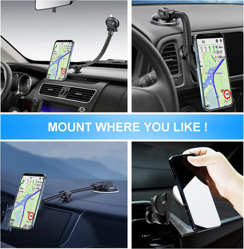 Car Phone Mount for Collapsible Grip/Socket Mount User, Windshield/Dashboard/Vent Holder with Strong Suction Cup,