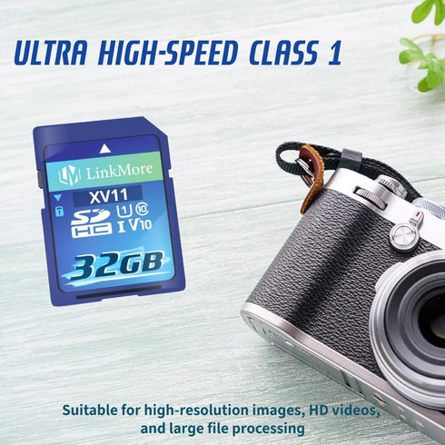 LinkMore XV11 SDHC Card 32GB, Compatible with Camera, PC, UHS-I, U1, V10, Class 10, Read Speed Up to 97 MB/s