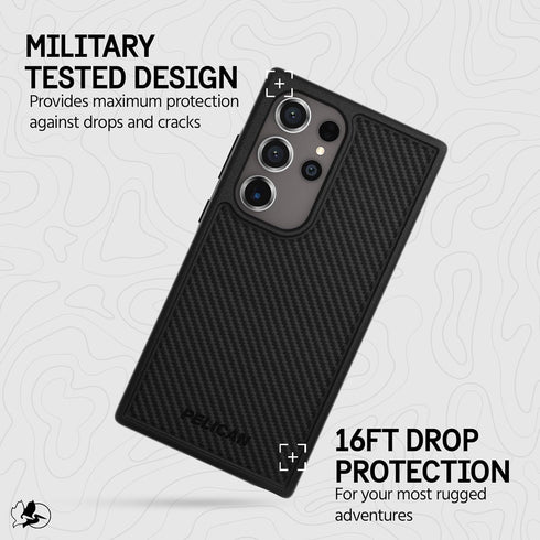 Pelican Protector Case for Samsung Galaxy S24 Ultra, 6.8” with 16ft MIL-STD Drop Protection, Carbon