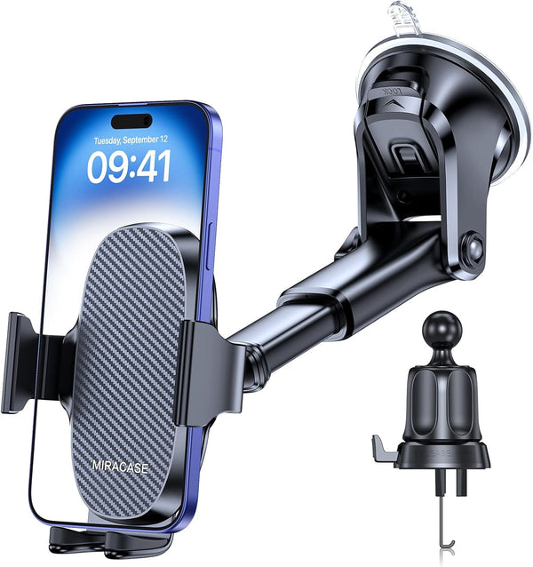 Miracase 3-in-1 Cell Phone Holder for Car, Universal Mount for Dashboard, Air Vent, Windshield, Compatible with iPhone